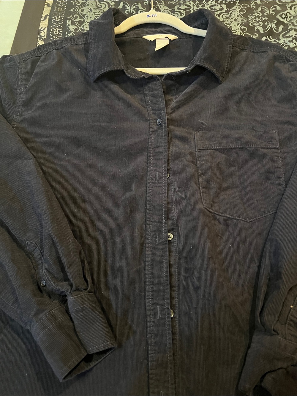 H&M Men's Casual Button-Down Shirt in Dark Navy - Picture 8 of 8